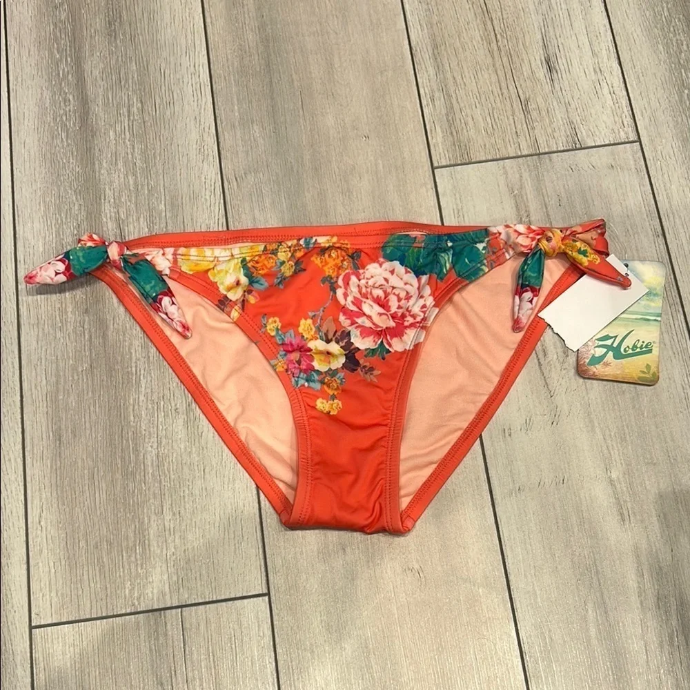 Hobie orange floral swim bikini bottom size large